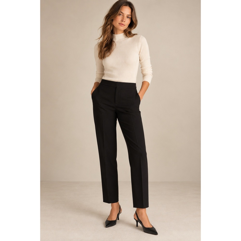 St. John Caviar Emma Black Straight Leg Dress Pants Trousers Womens Size 12